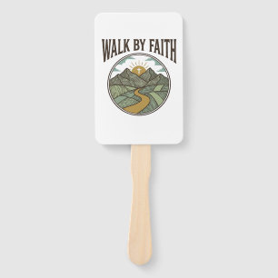 Walk By Faith Christian Mountain Path Vector Hand Fan