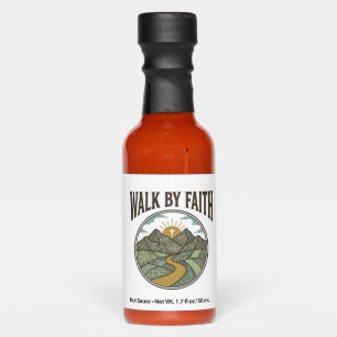 Walk By Faith Christian Mountain Path Vector Hot Sauces