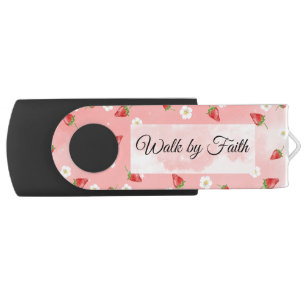 Walk by Faith Cute Strawberries Flash Drive