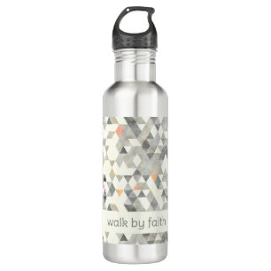 Walk by Faith Gray Triangle Pattern Stainless Steel Water Bottle