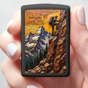 Walk By Faith Mountain Rock Climber Zippo Lighter