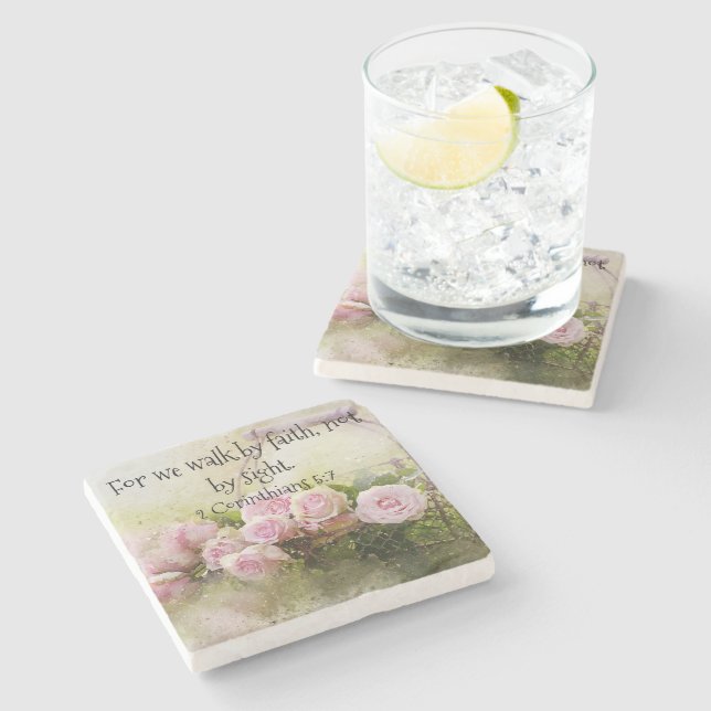 Walk by Faith Stone Coaster (Side)