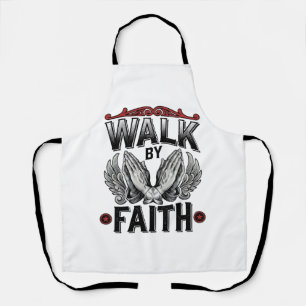 Walk By Faith Vintage Christian T-Shirt Design (2) Apron