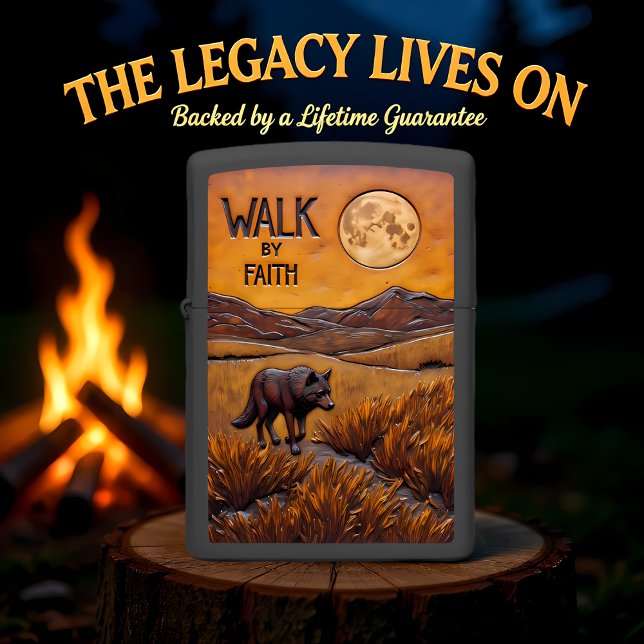 Walk By Faith Wolf Desert Moon Zippo Lighter (Creator Uploaded)
