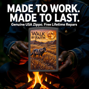 Walk By Faith Wolf Desert Moon Zippo Lighter