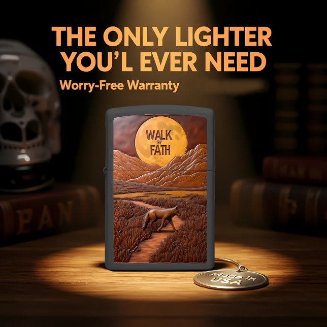 Walk By Faith Wolf Desert Path Zippo Lighter (Creator Uploaded)