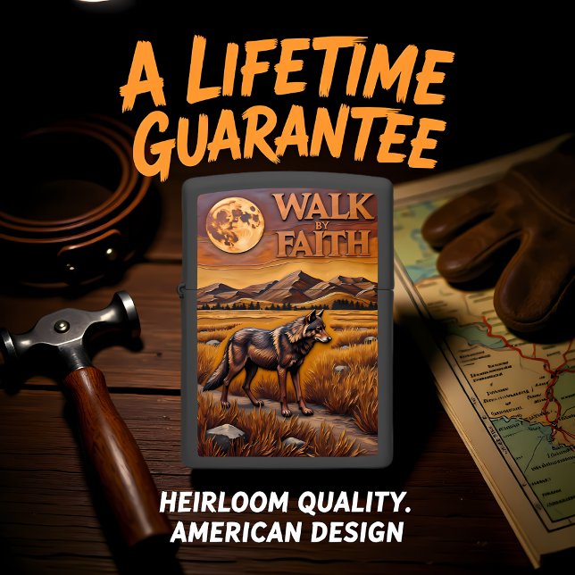 Walk By Faith Wolf Moon Zippo Lighter (Creator Uploaded)