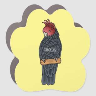 walk cockatoo bird cartoon illustration car magnet