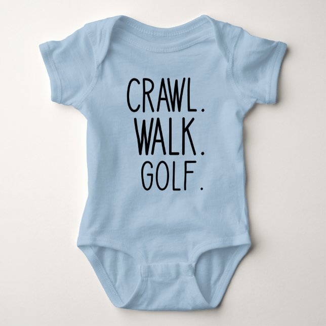 Walk Crawl Golf - Cute Golf Baby Baby Bodysuit (Front)