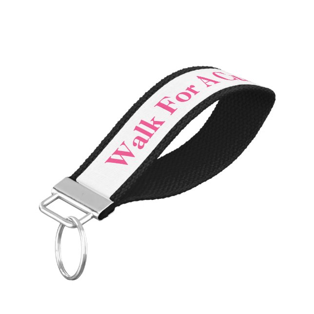 Walk For A Cure Wrist Band Keychain (Angled Down)