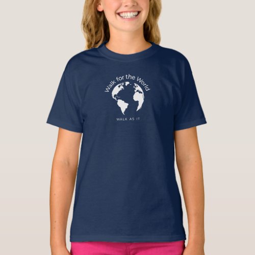 Walk For The World T_Shirt _ Girls Navy