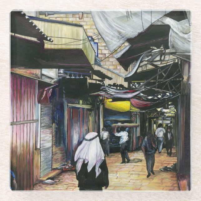 Walk Home through Antiquity, Jerusalem Glass Coaster (Front)