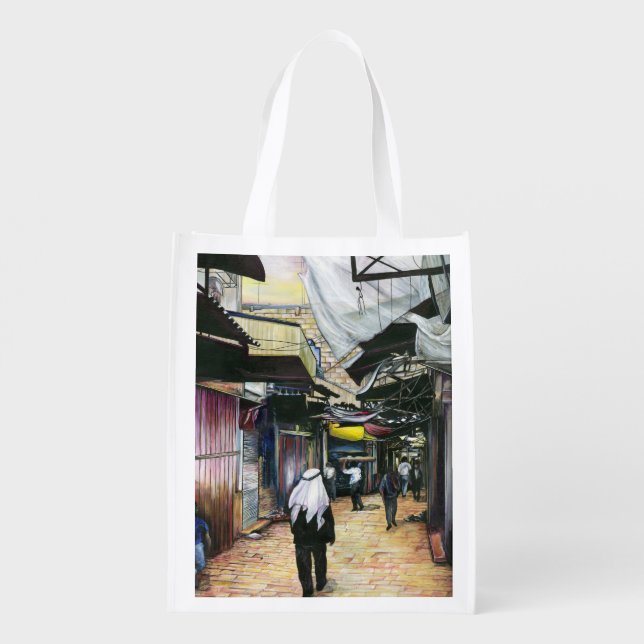 Walk Home through Antiquity, Old Jerusalem Reusable Grocery Bag (Back)