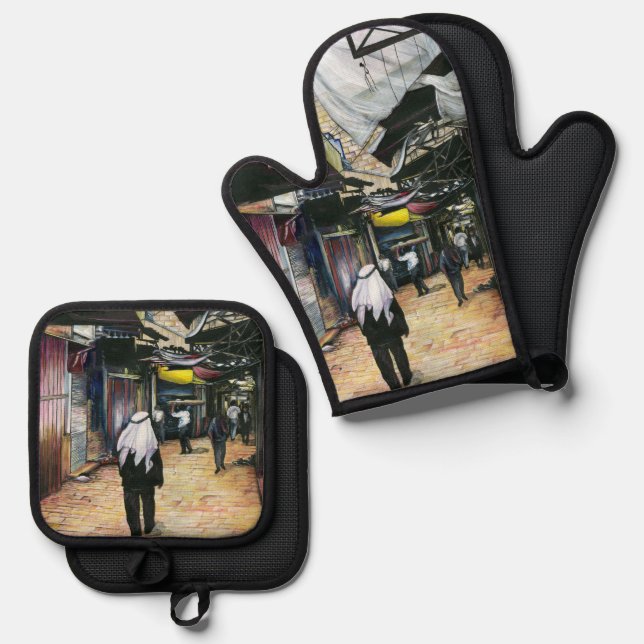 Walk Home through Antiquity Oven Mitt & Pot Holder Set (Front/Back)