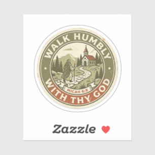 Walk Humbly With Thy God Micah 6:8 Vintage Stamp Sticker