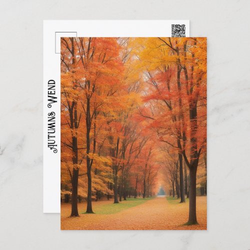 Walk In A Park Colorful Autumns Wend Timeless Art Postcard