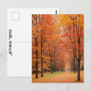 Walk In A Park Colorful Autumns Wend Timeless Art Postcard