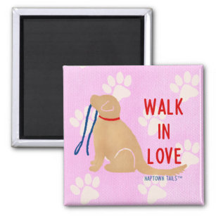 Walk in Love Golden Retriever Dog Pink Magnet