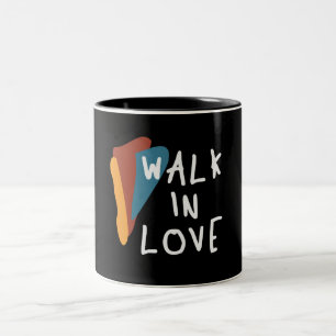 Walk In Love - Inspiring Christian Quote Two-Tone Coffee Mug