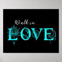 Walk in Love motivational Lotus moon Sun dragonfly
