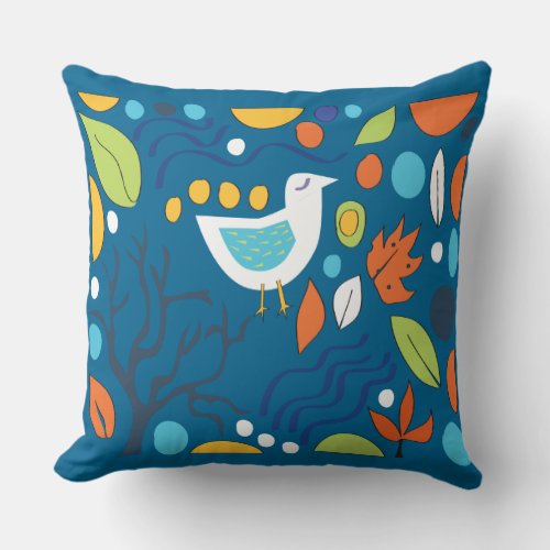 WALK IN THE WOODS Blue Gray Throw Pillow
