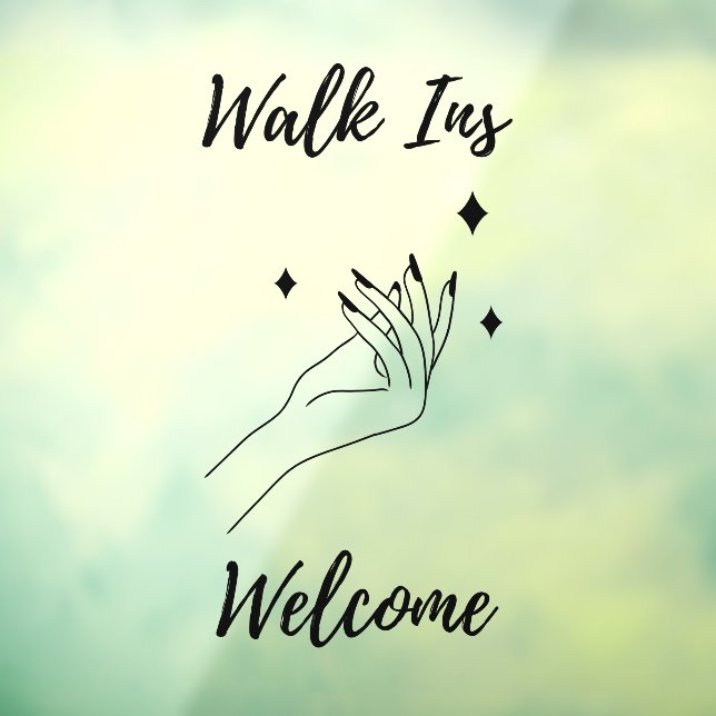 Walk Ins Welcome Nail Salon Black Window Cling (Sheet 3)