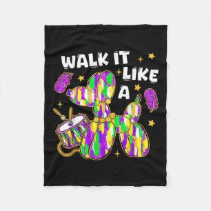 Walk It Like A Dog Mardi Gras Louisiana Colorful D Fleece Blanket