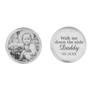 Walk Me Down Father of the Bride Custom Photo Cufflinks