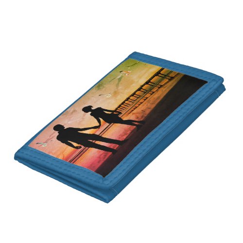 Walk on the Beach_ Blue Trifold Wallet