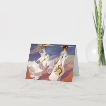 Walk On The Beach Note Card by grandjatte at Zazzle