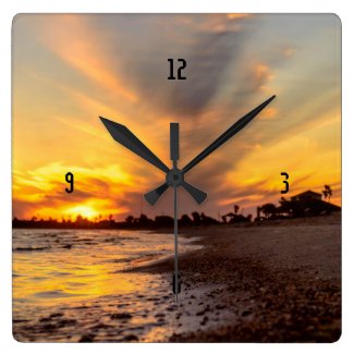 Walk on the Beach Square Wall Clock