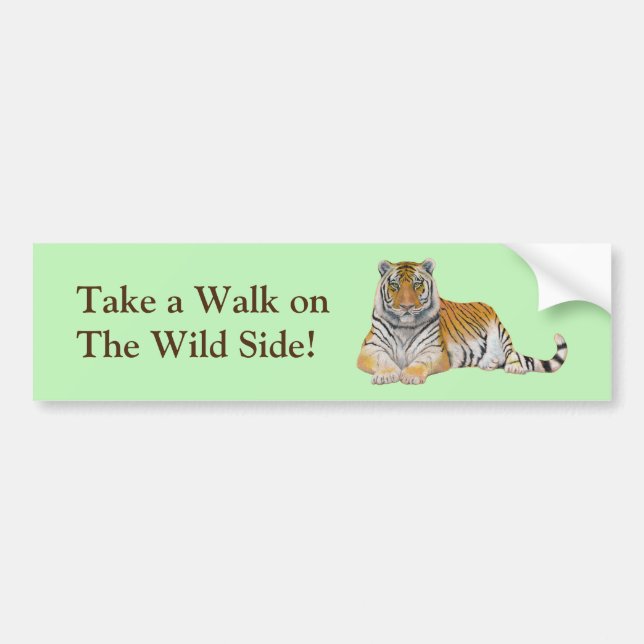 Walk on Wild Side Tiger Bumper Sticker (Front)