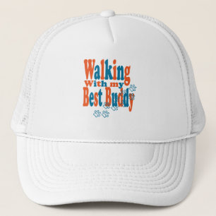 Walk the Dog Trucker Hat with Footstep Design