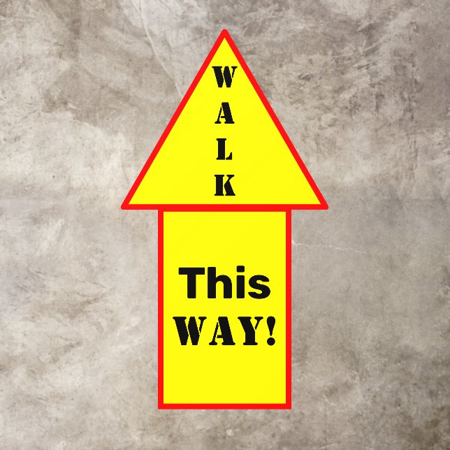 Walk This Way Yellow Red Arrow  Floor Decals (Insitu)