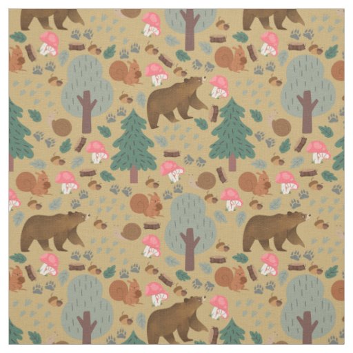 Walk Through the Woods on Burlywood Brown Fabric