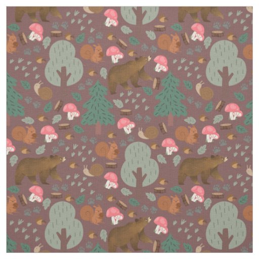 Walk Through the Woods on Deep Coffee Brown Fabric