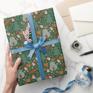Walk Through the Woods on Hunter Green Wrapping Paper