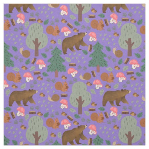 Walk Through the Woods on Medium Purple Fabric