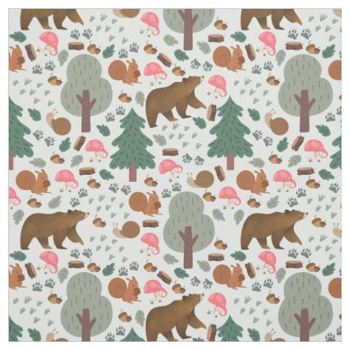 Walk Through the Woods on Pale Blue Fabric