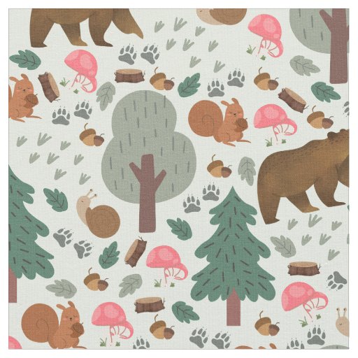 Walk Through the Woods on Pale Green Fabric