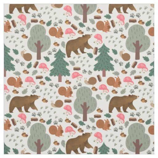 Walk Through the Woods on Pale Yellow Fabric