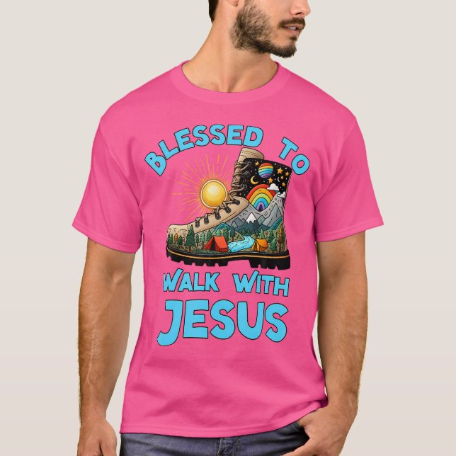 Walk With Jesus Christian For Campers Who Hike T-Shirt (Front)
