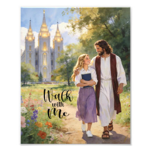 'Walk with Me' Christ and Girl Photo Print