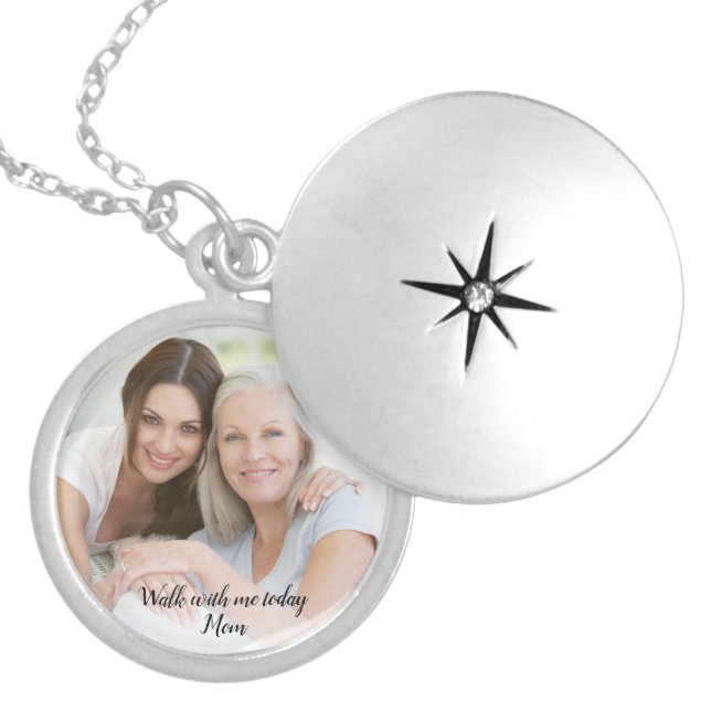 Walk With Me Today Mom Wedding Memorial Locket Necklace (Front)