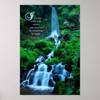 Walk With Nature Beautiful Waterfall Green Nature Poster by BeverlyClaire at Zazzle