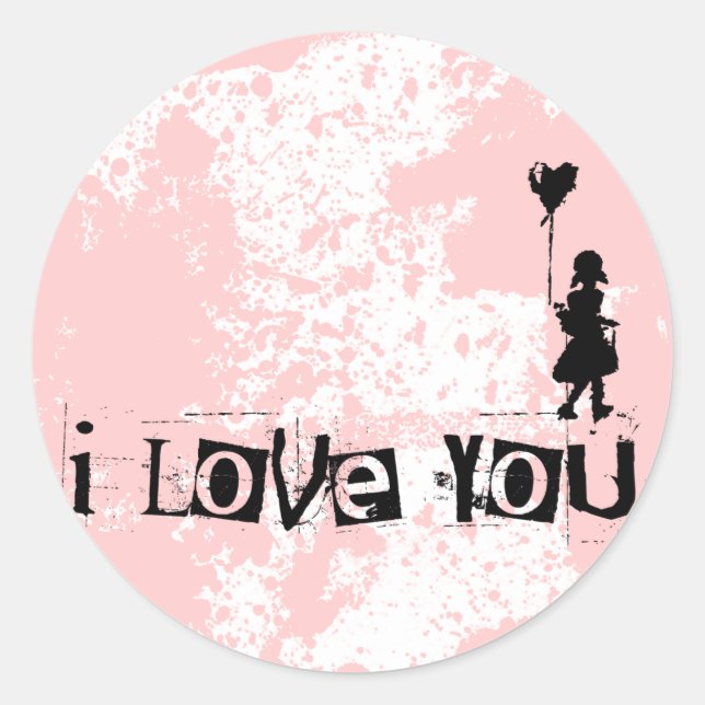 walk your heart : i love you classic round sticker (Front)