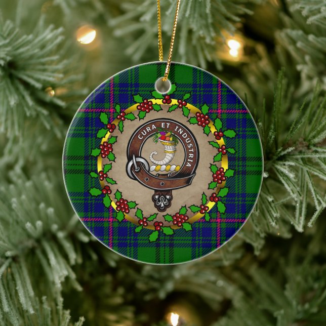 Walker Clan Badge & Tartan Personalized Christmas Ceramic Ornament (Tree)