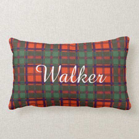 Walker Clan Plaid Scottish Kilt Tartan Lumbar Pillow