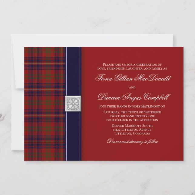 Walker Evening Tartan Celtic Wedding Invitation (Front)