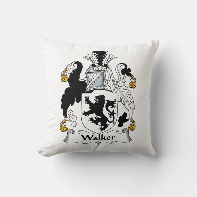 Walker Family Crest Throw Pillow (Front)